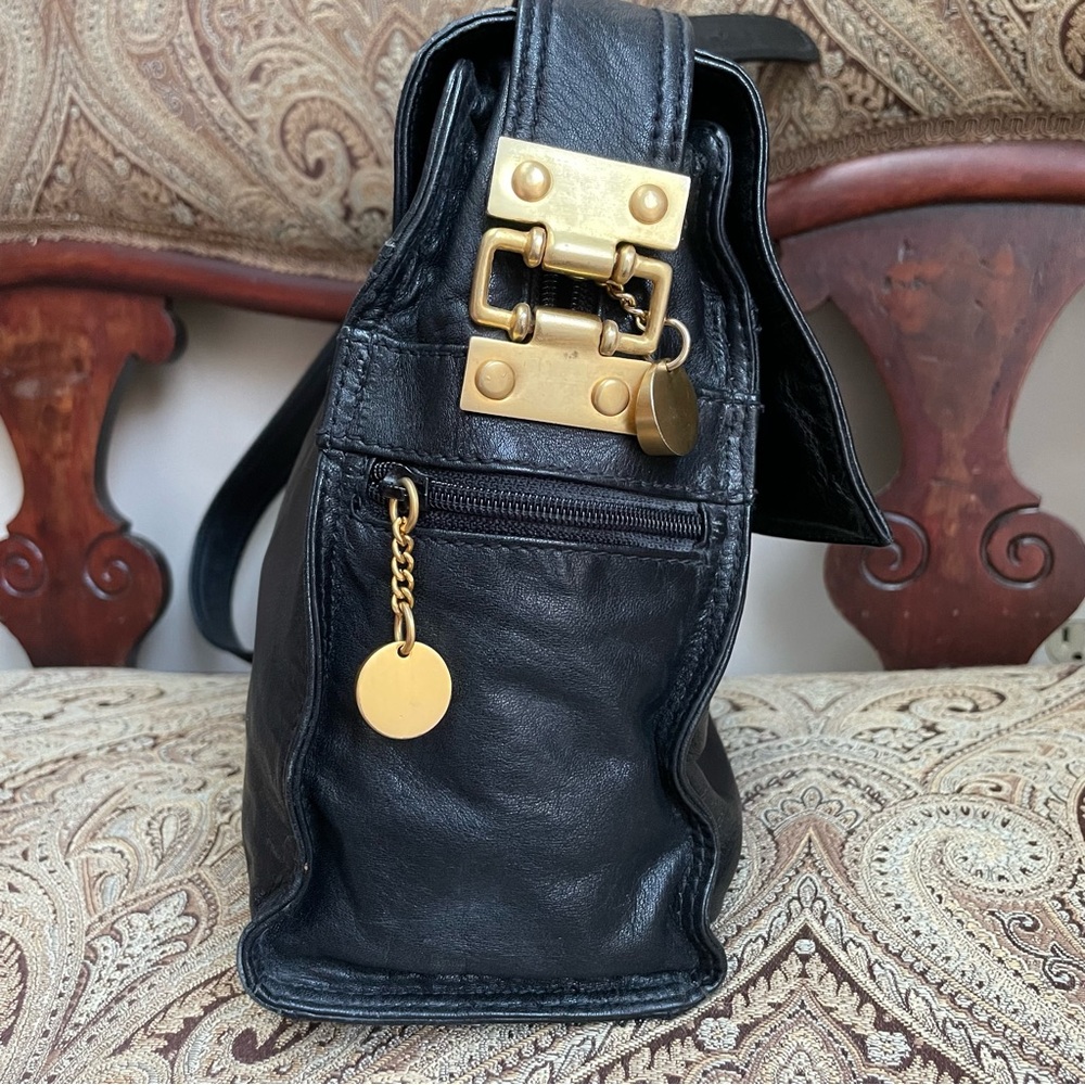 Donna Karan Black Crossbody Bag with Gold Accents - Picture 4 of 11